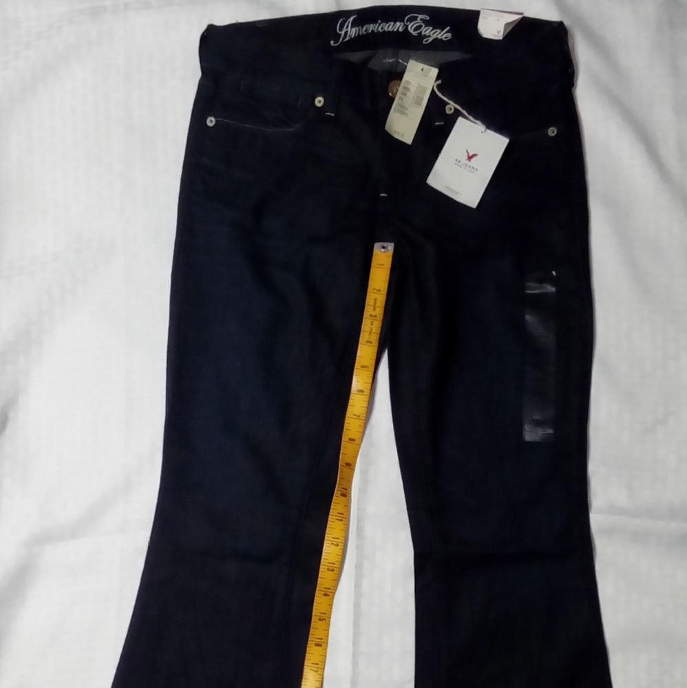 Women's American Eagle Outfitters Real Flare Stretch Satin Indigo Low Rise Jeans